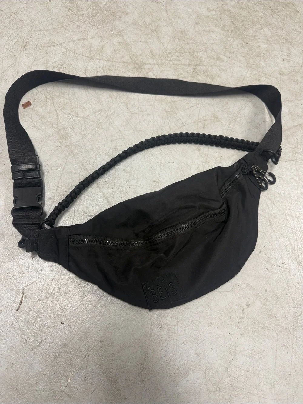BEIS Black Braided-Handle Sling Belt Bag LIKE NEW